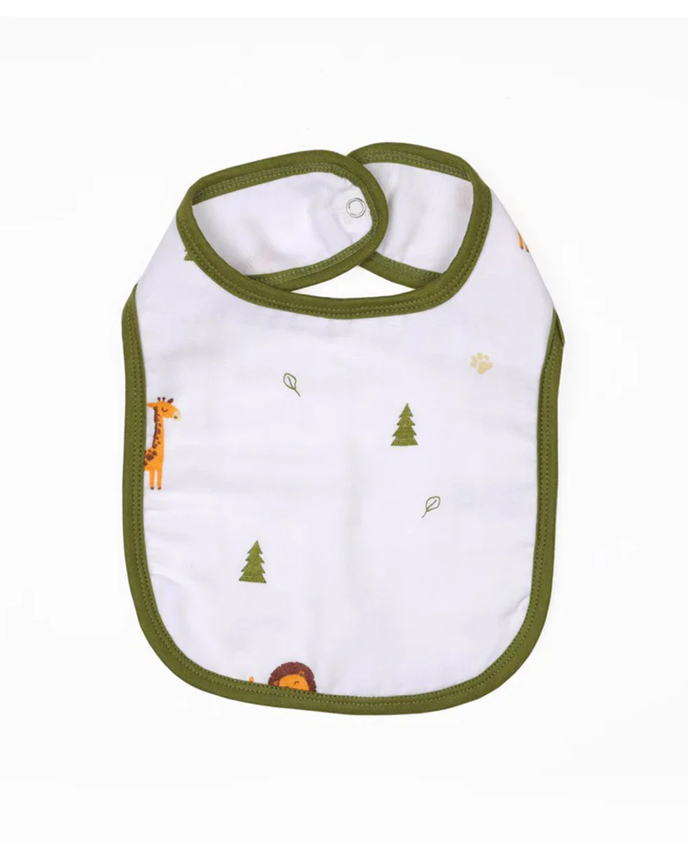 Kicks & Crawl 100% Organic Cotton Round Bib-With Snap Button-Forest Friends-Pack of 2-For Infants - Image 3