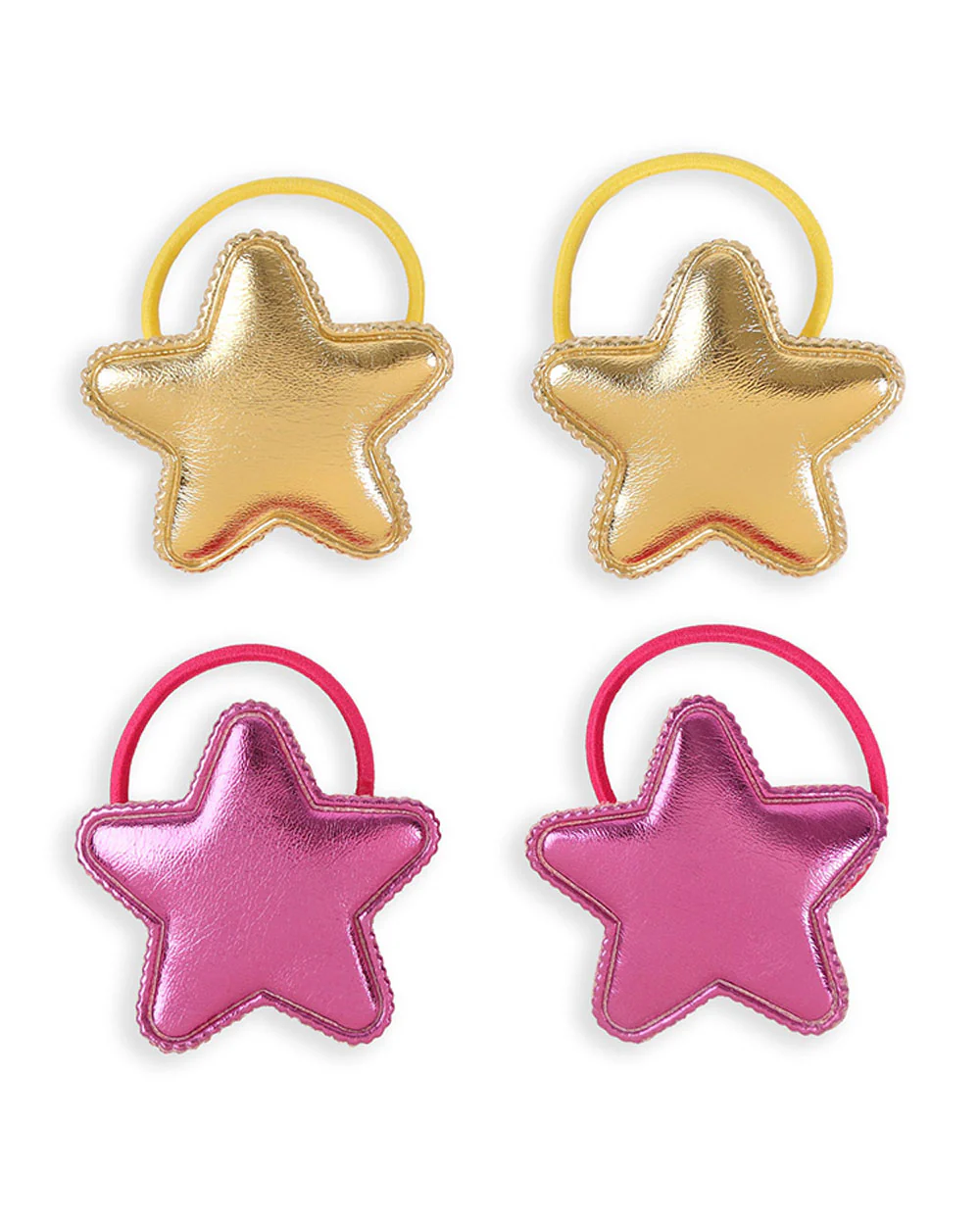 Kicks & Crawl Pink & Gold Rubberbands-Shimmer Starry-Rubber-Pack of 4-For Infants - Image 2
