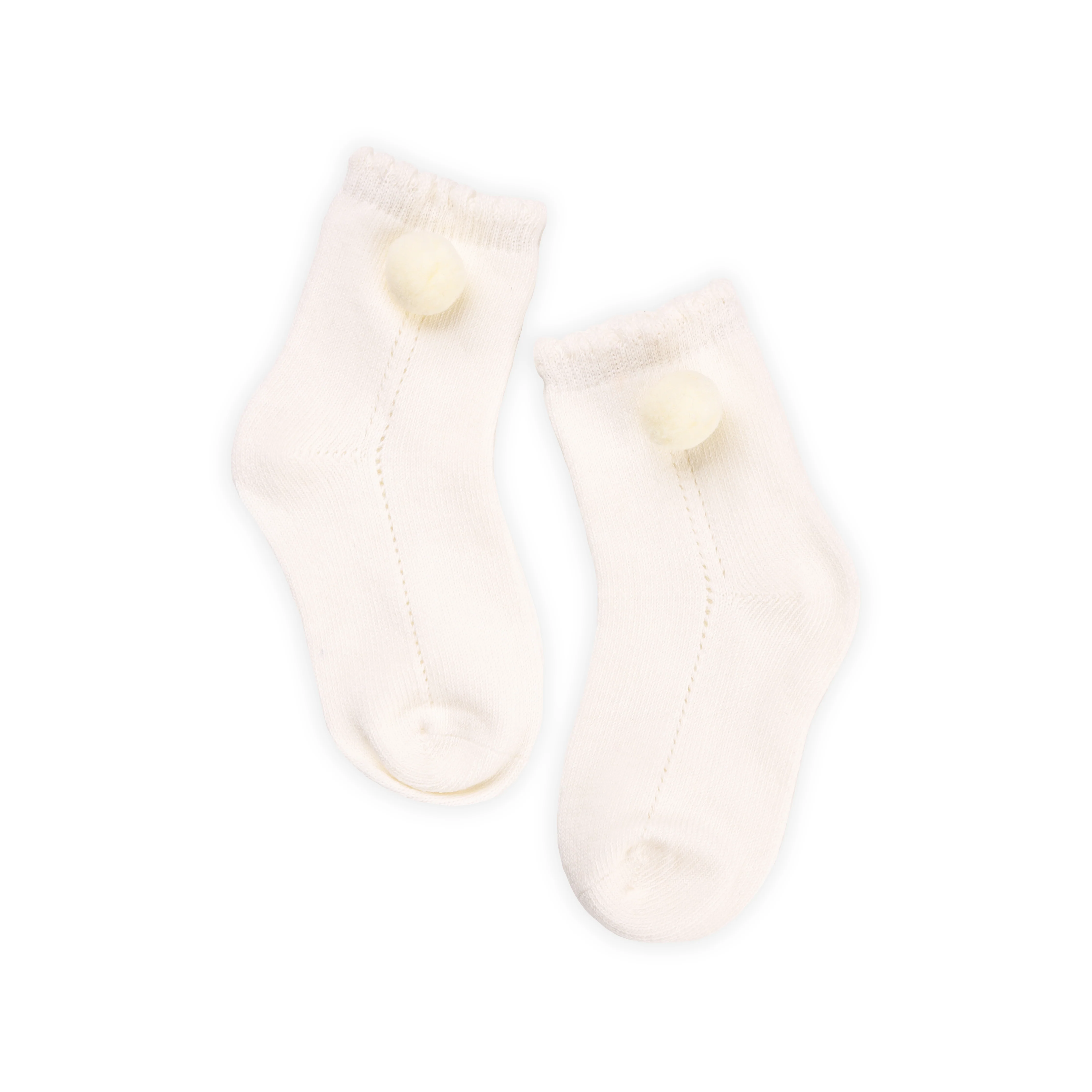 Kicks & Crawl Pink & White Socks-Pom Pom Embroidered-Cotton-Pack of 2-For Infants - Image 3