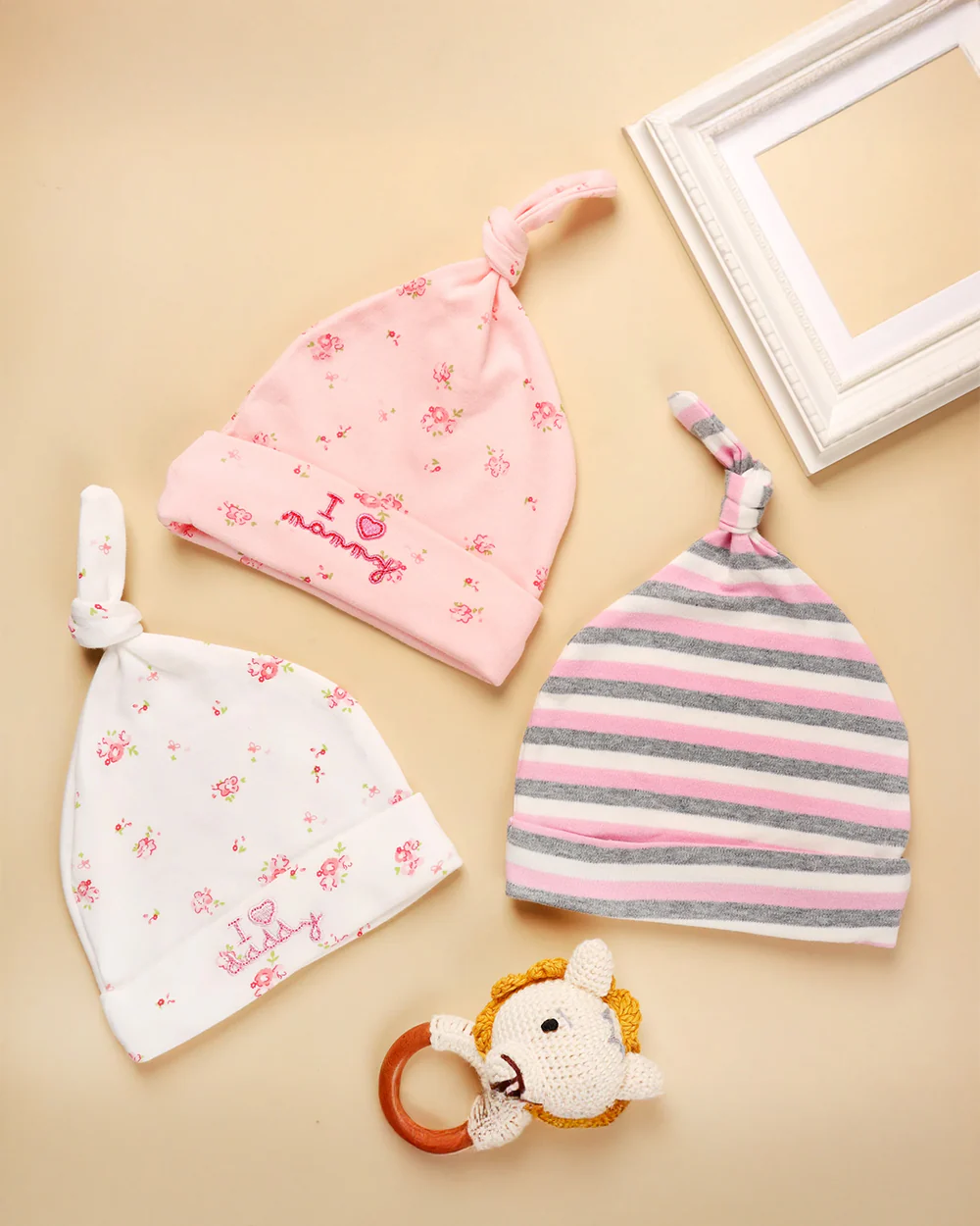 Kicks & Crawl Pink Caps-100% Cotton-Little Miss Floral-For Infants - Image 2