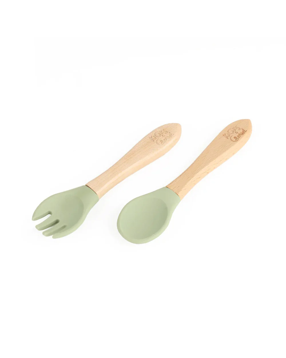 Kicks & Crawl Silicone Plate-With Suction Base & Wooden Spoon & Fork-Non Toxic-Green-For Feeding Infants - Image 4
