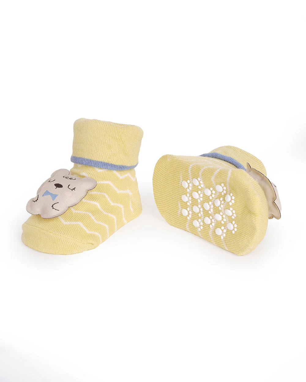 Kicks & Crawl Yellow & Light Grey Socks-Wild Stripes-Cotton & Polyester-Pack of 2-For Infants - Image 3