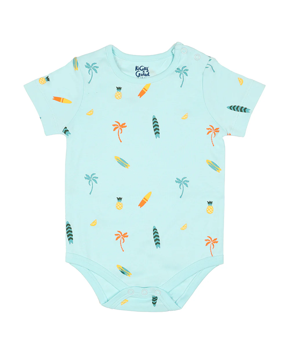 Kicks & Crawl Blue & White Onesie-Hello Summer-Cotton-Pack of 3-For Infants - Image 4