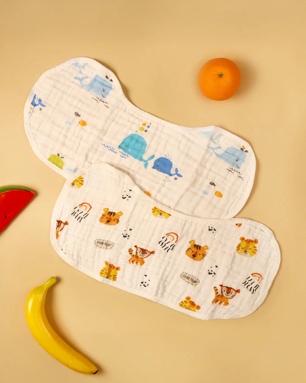 Kicks & Crawl Cub Cradle Burp Cloth-100% Cotton Muslin-Multi-Layered-Pack of 2 - Image 2