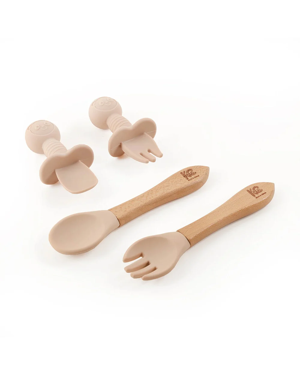 Kicks & Crawl Cream MunchMate Silicone Meal Set-8 Pieces-Suction Base & Divided Sections-Beige - Image 3
