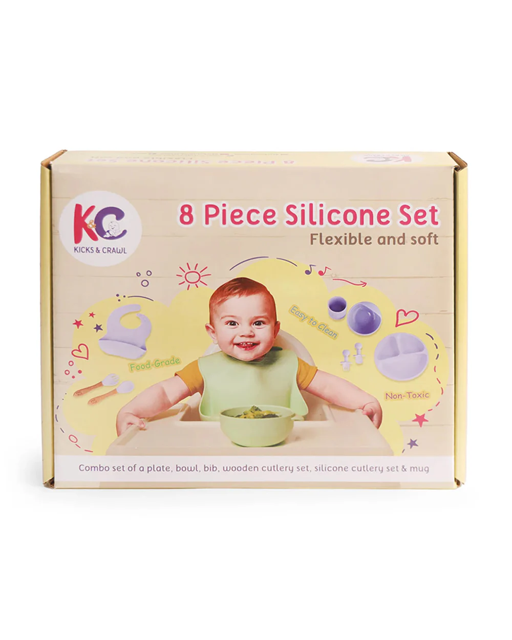 Kicks & Crawl Blue MunchMate Silicone Meal Set-8 Pieces-Suction Base & Divided Sections-Cobalt Blue - Image 9
