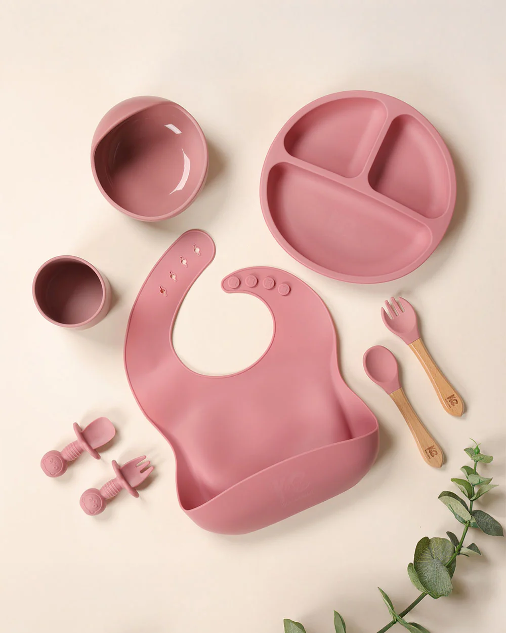 Kicks & Crawl Pink MunchMate -8 Piece Meal Set -100% Food-Grade Silicone -0M+