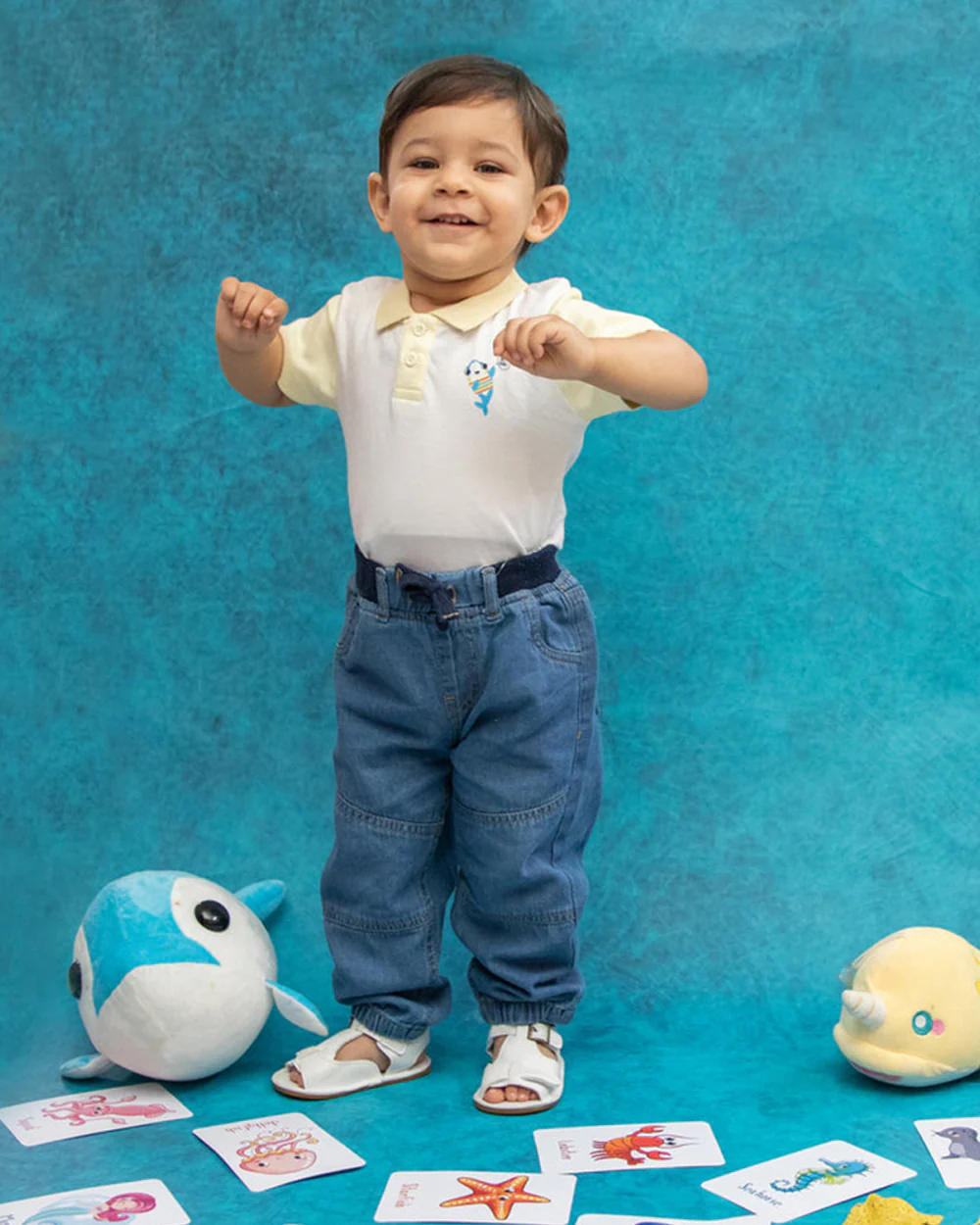 Kicks & Crawl White & Yellow T-shirt-Printed-Cotton-For Infants - Image 5