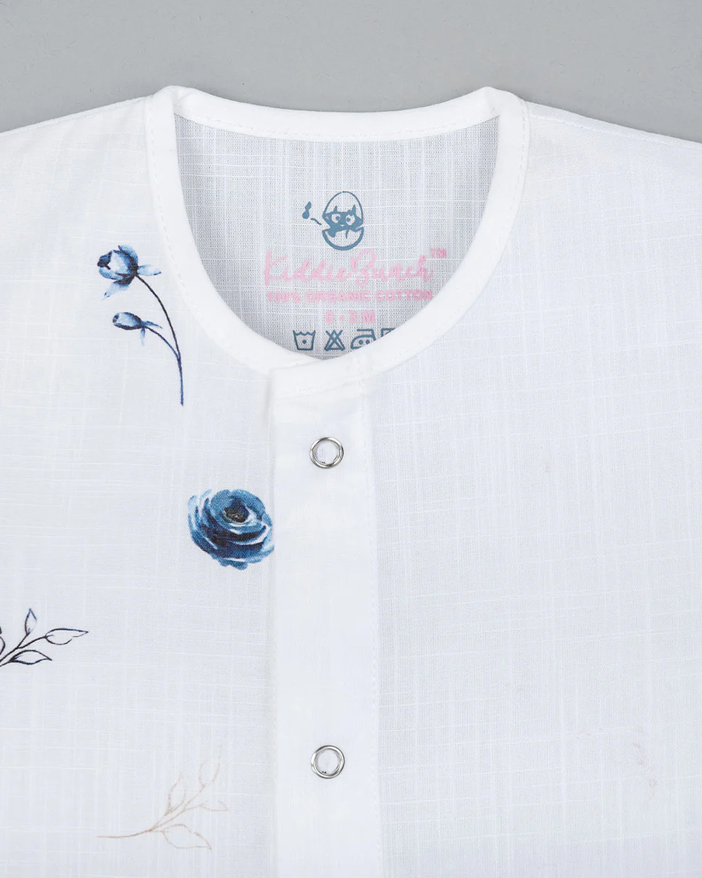 Kiddie Bunch Blue Rose Jhabla-Half Print-Cotton-For Infants - Image 2