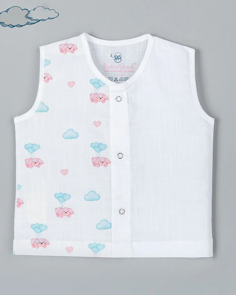 Kiddie Bunch Fly in Pup Jhabla-Half Print-Cotton-For Infants