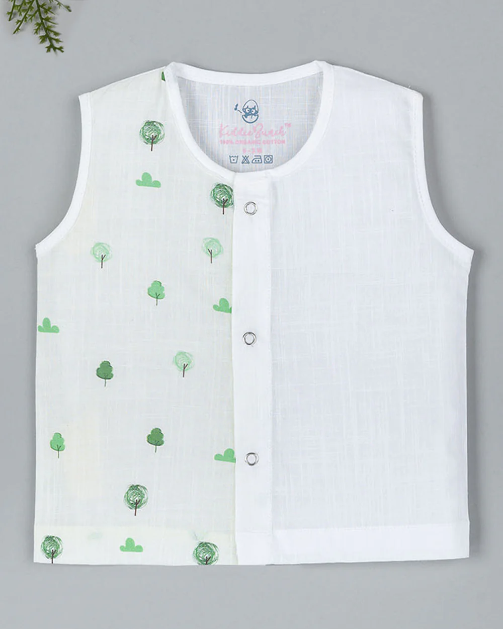 Kiddie Bunch Green Grove Jhabla-Half Print-Cotton-For Infants