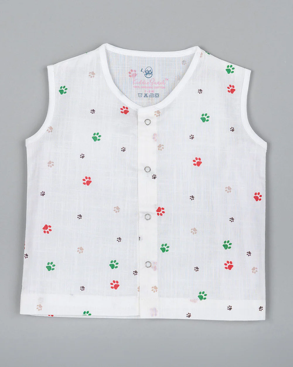 Kiddie Bunch Paws Jhabla-Full Print-Cotton-For Infants