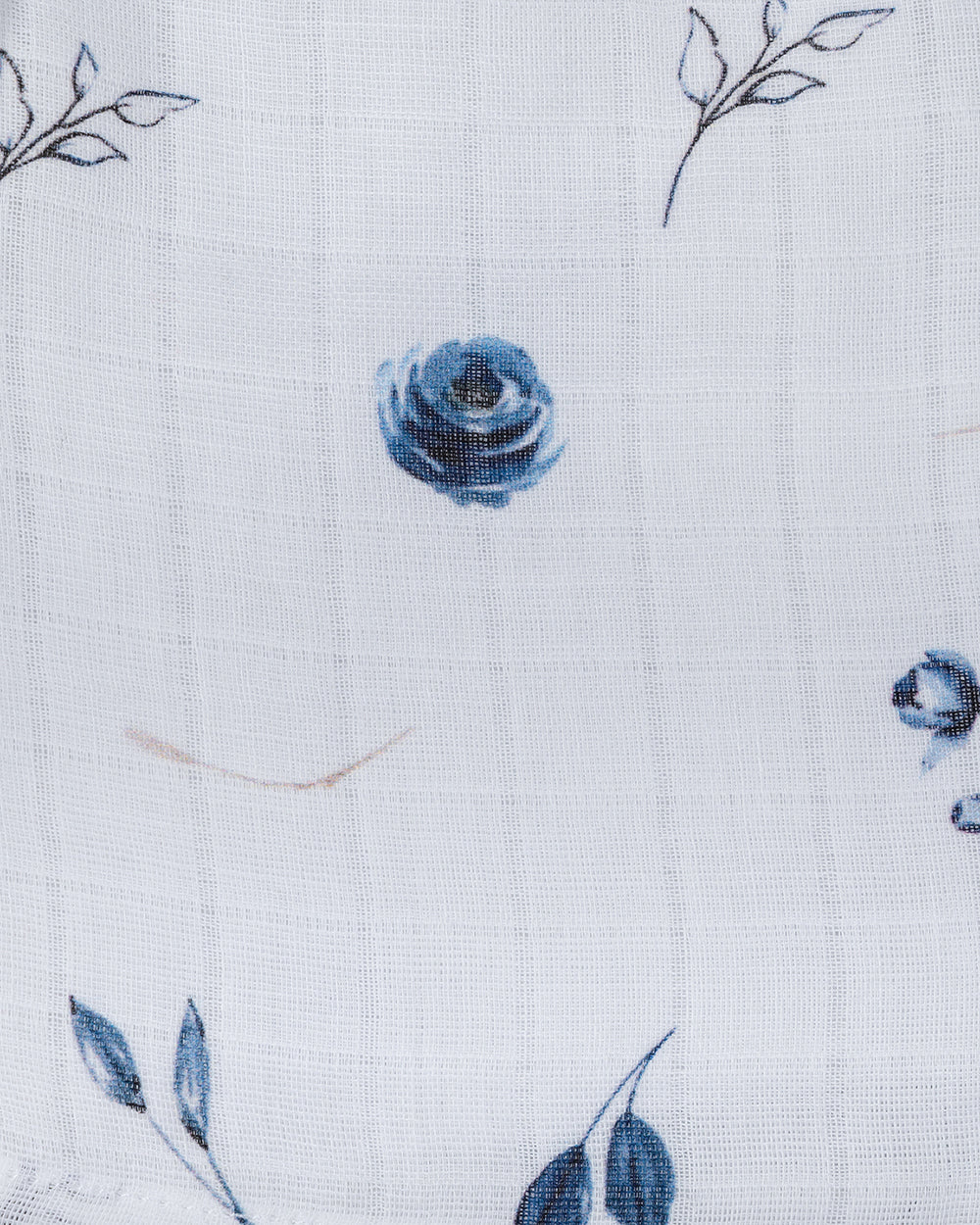 Kiddie Bunch White Shorts-Full Print-Blue Rose-Muslin-For Infants - Image 3