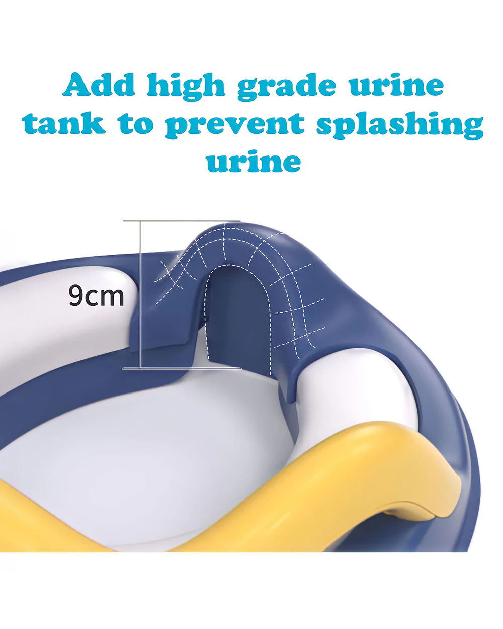 KidDough Baby Potty Training Seat-With Removable Soft Cushion & Splash Guard-12 to 48M-Blue & Yellow - Image 4