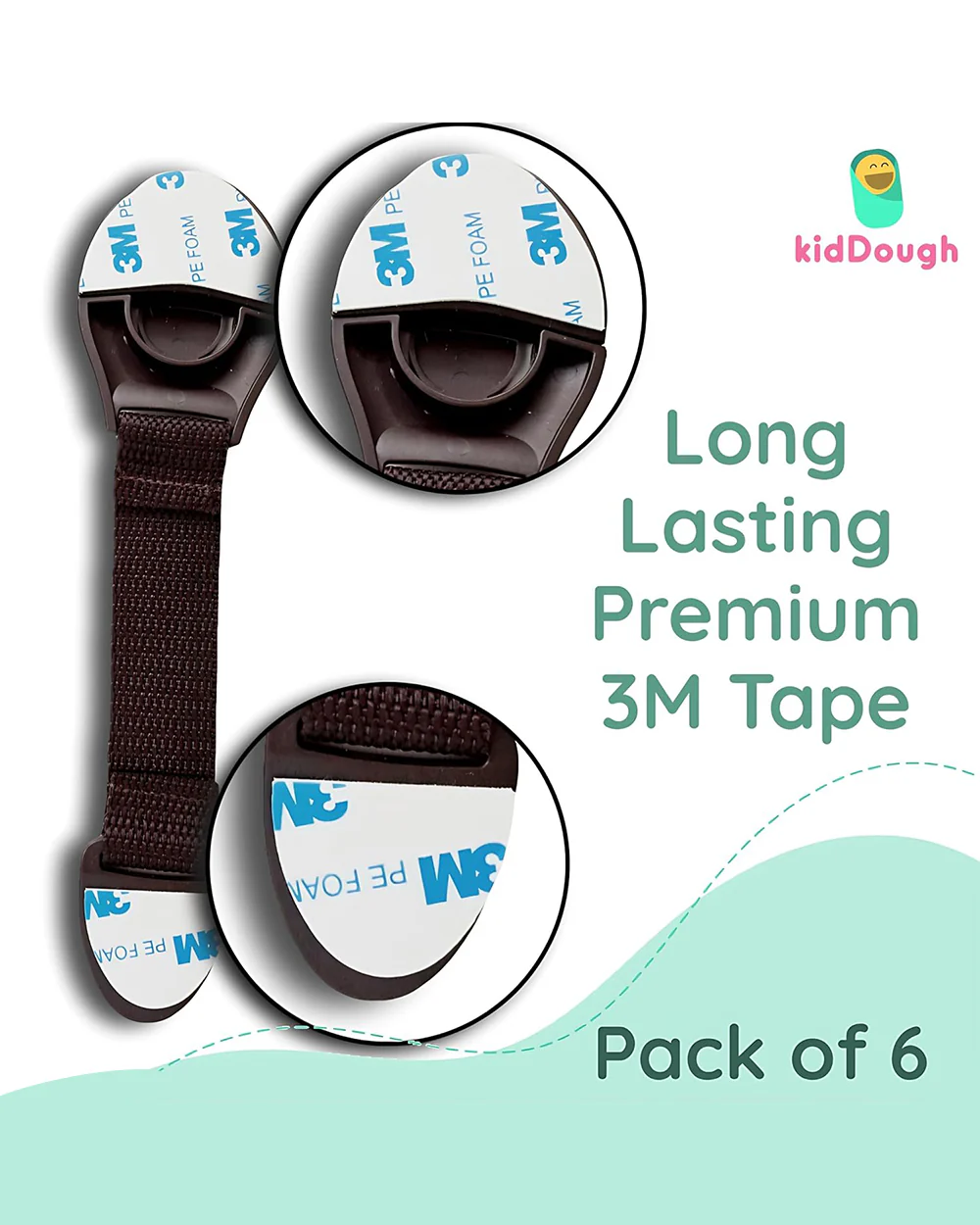 KidDough Safety Lock-Furniture Latch-Protects Child from Unexpected Opening of Cabinets & Other Drawers-Brown - Image 6