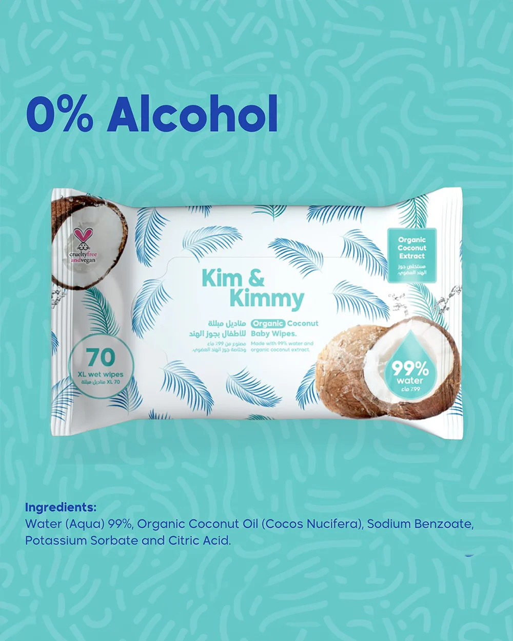 Kim & Kimmy 99% Water Baby Wet Wipes-Organic Coconut - Image 7