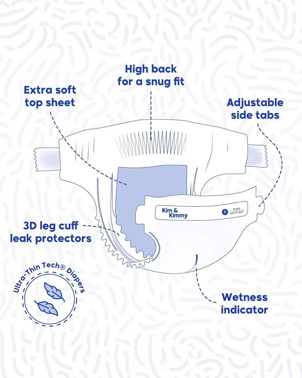 Kim & Kimmy Funny Icons Taped Diapers-Size 4 (9-14Kg)-With Wetness Indicator - Image 4