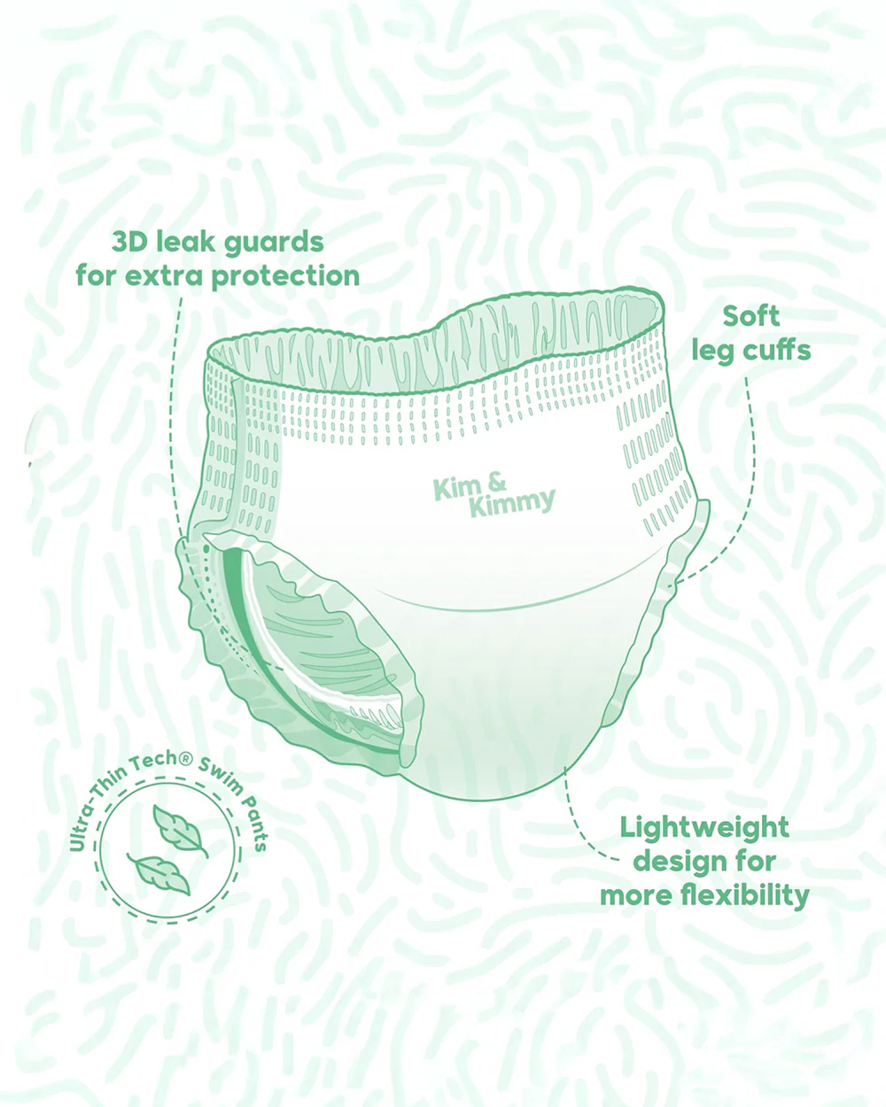 Kim & Kimmy Starfish Splash Swim Diaper Pants-Extra Large (12+Kg)-With Soft & Non-Swelling Waistband - Image 5