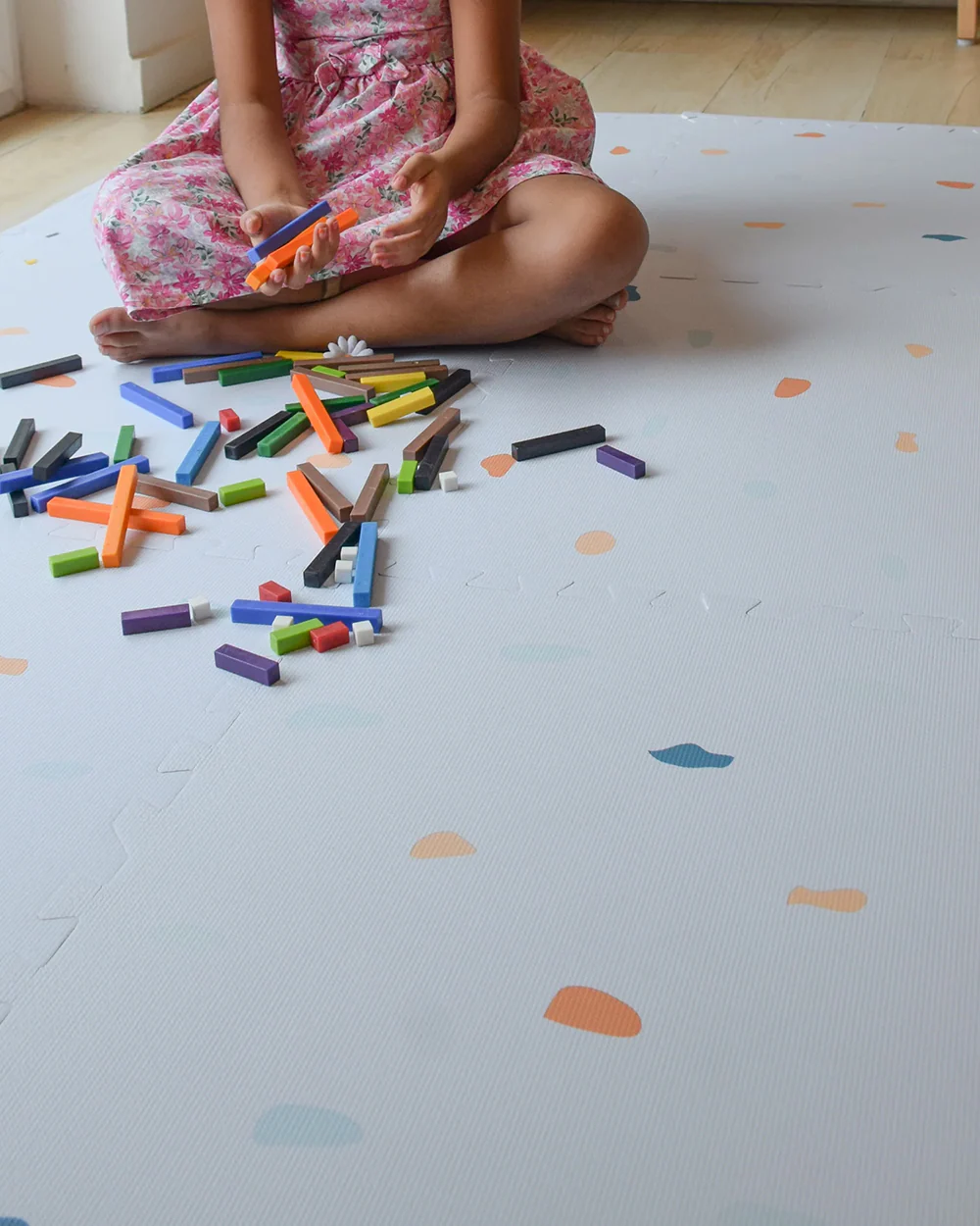 Kind & Me Terrazzo Powder Blue Playmat-Includes 6 Waterproof Foam Tiles-0M+ - Image 2