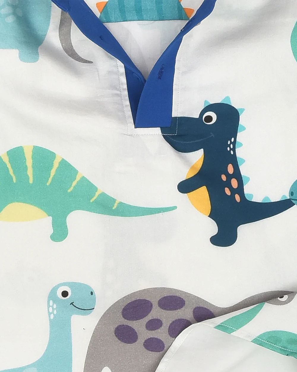 La dee da Blue & White Polo Shirt-Dinosaur-Cotton-For Infants - Image 3