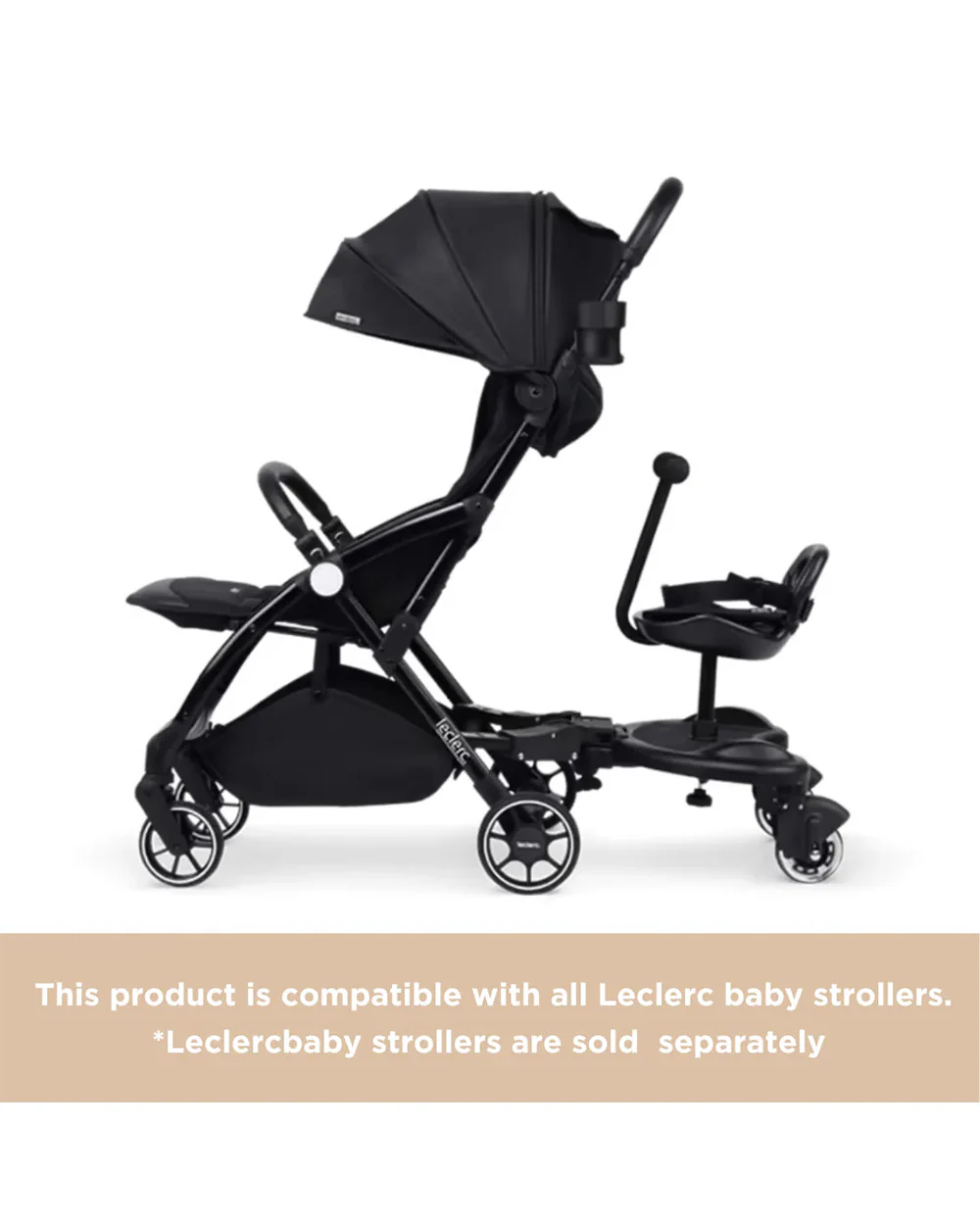 Leclerc Uni Wheeled Board for Strollers-With Adapters-for 2 to 5Y (Upto 25 Kg)-Black - Image 4