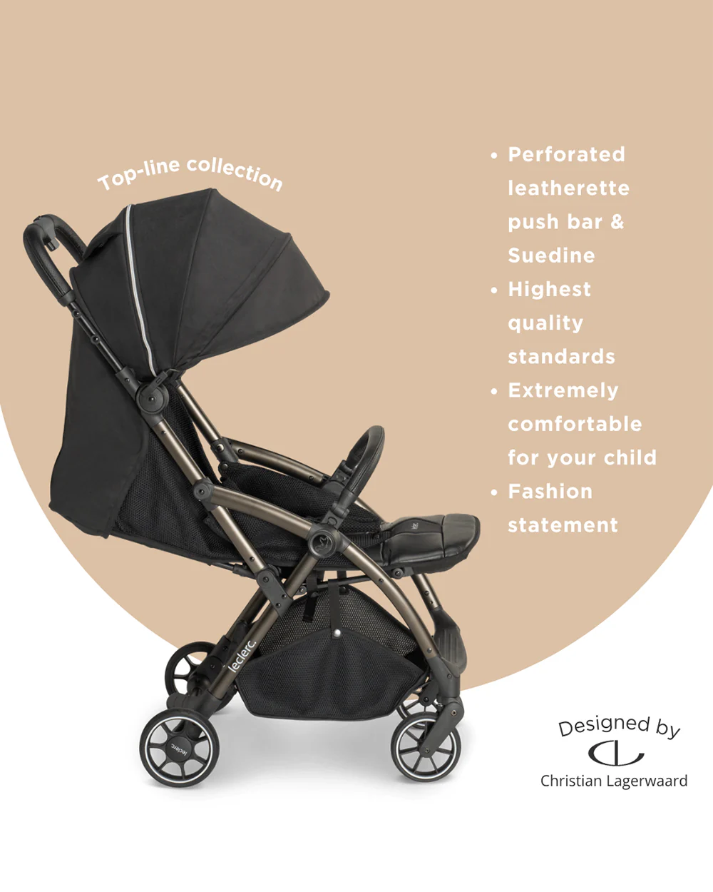 Leclerc Hexagon Cabin Friendly Stroller-One Touch Fold-2 Years Warranty-For 6M to 5Y (Upto 22Kg)-Black - Image 6
