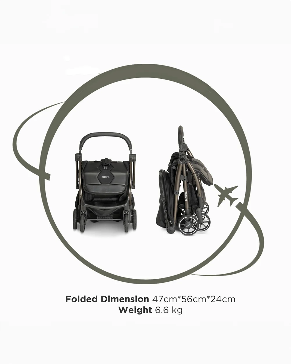 Leclerc Hexagon Cabin Friendly Stroller-One Touch Fold-2 Years Warranty-For 6M to 5Y (Upto 22Kg)-Black - Image 10