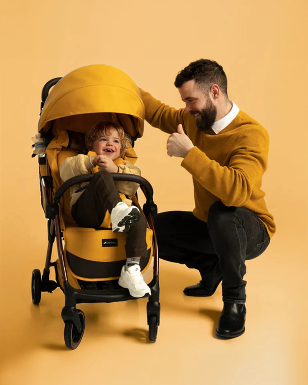 Leclerc Influencer Air Twin Stroller-Cabin Friendly-Flat Reclining Seat-One Touch Fold-Includes Twin Stroller Connectors-2 Years Warranty-For 6M to 5Y (Upto 22 Kg Each Stroller)-Golden Mustard - Image 20