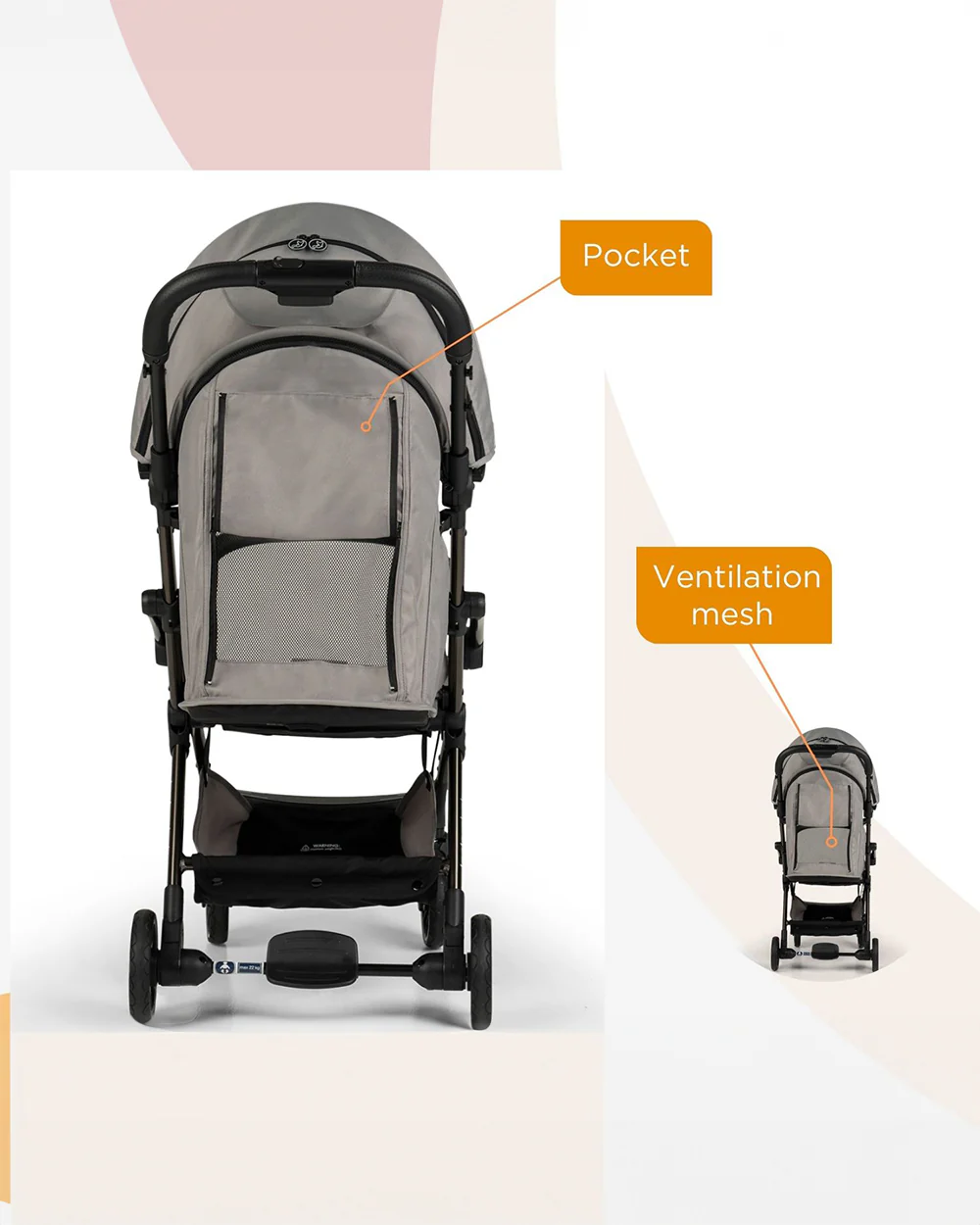 Leclerc Influencer Air Twin Stroller-Cabin Friendly-Flat Reclining Seat-One Touch Fold-Includes Twin Stroller Connectors-2 Years Warranty-For 6M to 5Y (Upto 22 Kg Each Stroller)-Violet Grey - Image 17