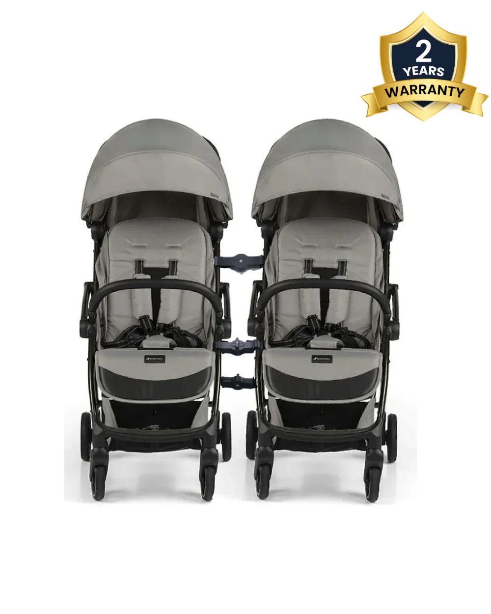 Leclerc Influencer Air Twin Stroller-Cabin Friendly-Flat Reclining Seat-One Touch Fold-Includes Twin Stroller Connectors-2 Years Warranty-For 6M to 5Y (Upto 22 Kg Each Stroller)-Violet Grey - Image 2