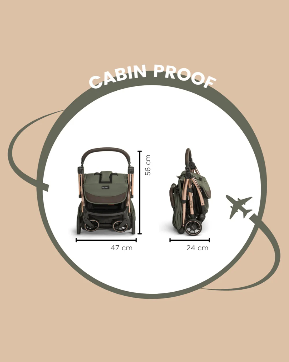 Leclerc Influencer Cabin Friendly Stroller-One Touch Fold-2 Years Warranty-For 6M to 5Y (Upto 22Kg)-Army Green - Image 9