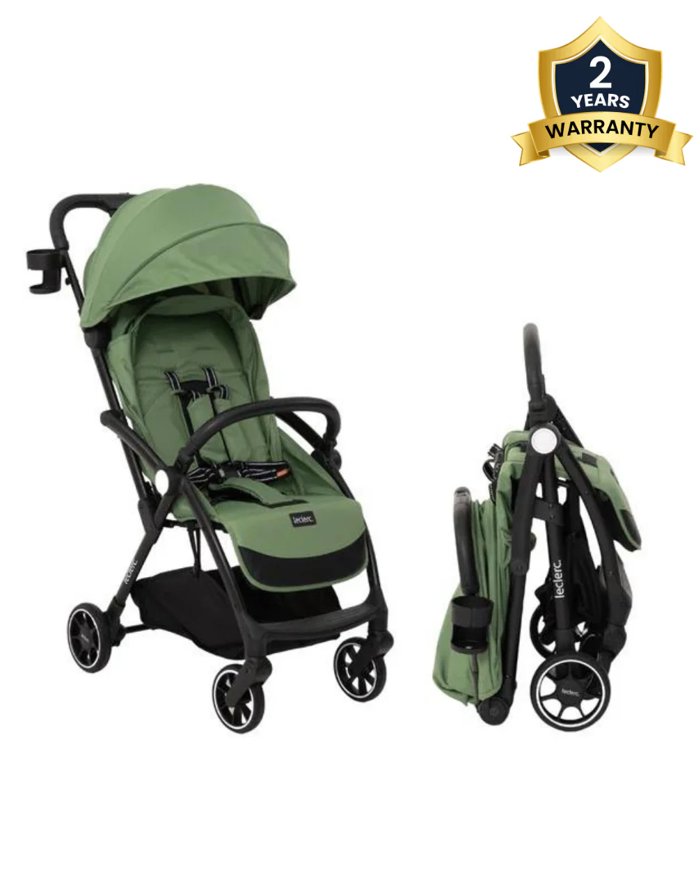 Leclerc Magic Fold Plus Cabin Friendly Stroller-Flat Reclining Seat-One Touch Fold-2 Year Warranty-for 6M to 5Y (Upto 22Kg)-Green - Image 2