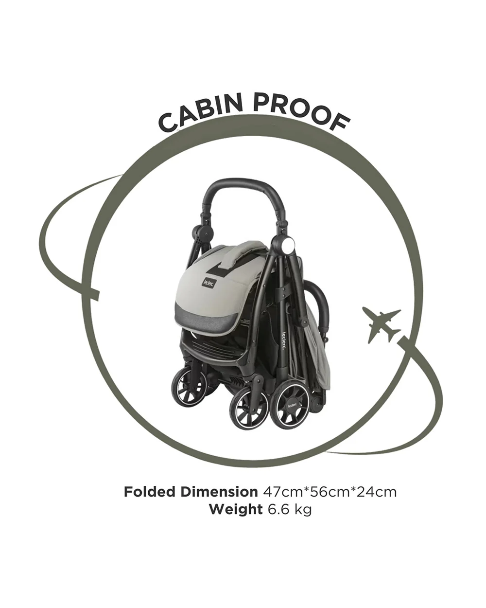 Leclerc Magic Fold Plus Cabin Friendly Stroller-Flat Reclining Seat-One Touch Fold-2 Year Warranty-for 6M to 5Y (Upto 22Kg)-Grey - Image 8