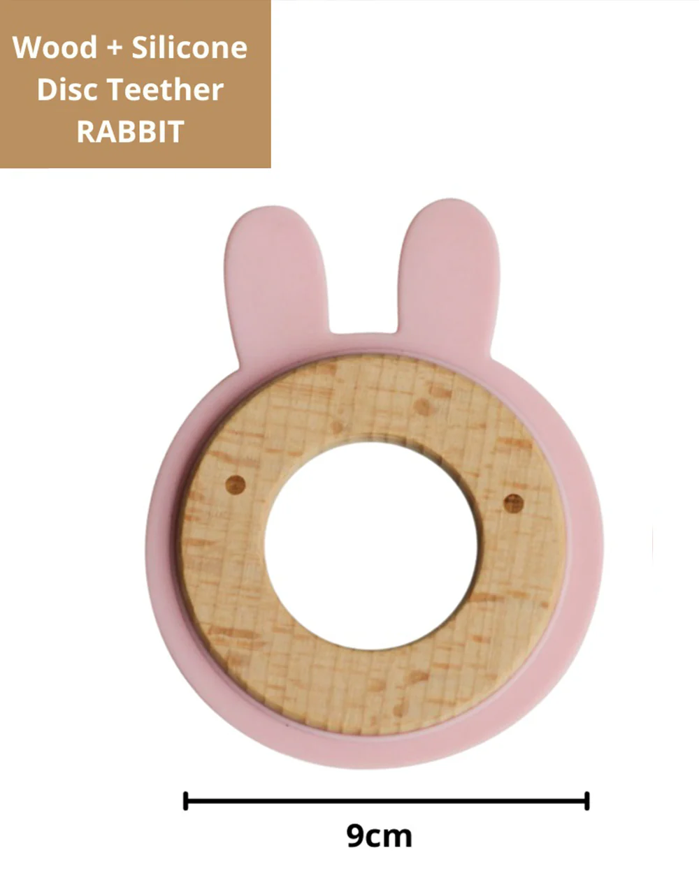 Little Rawr Pink Rabbit-100% Organic Oak Wood-Silicone Disc Teether-Soft on Gums-4M+ - Image 7