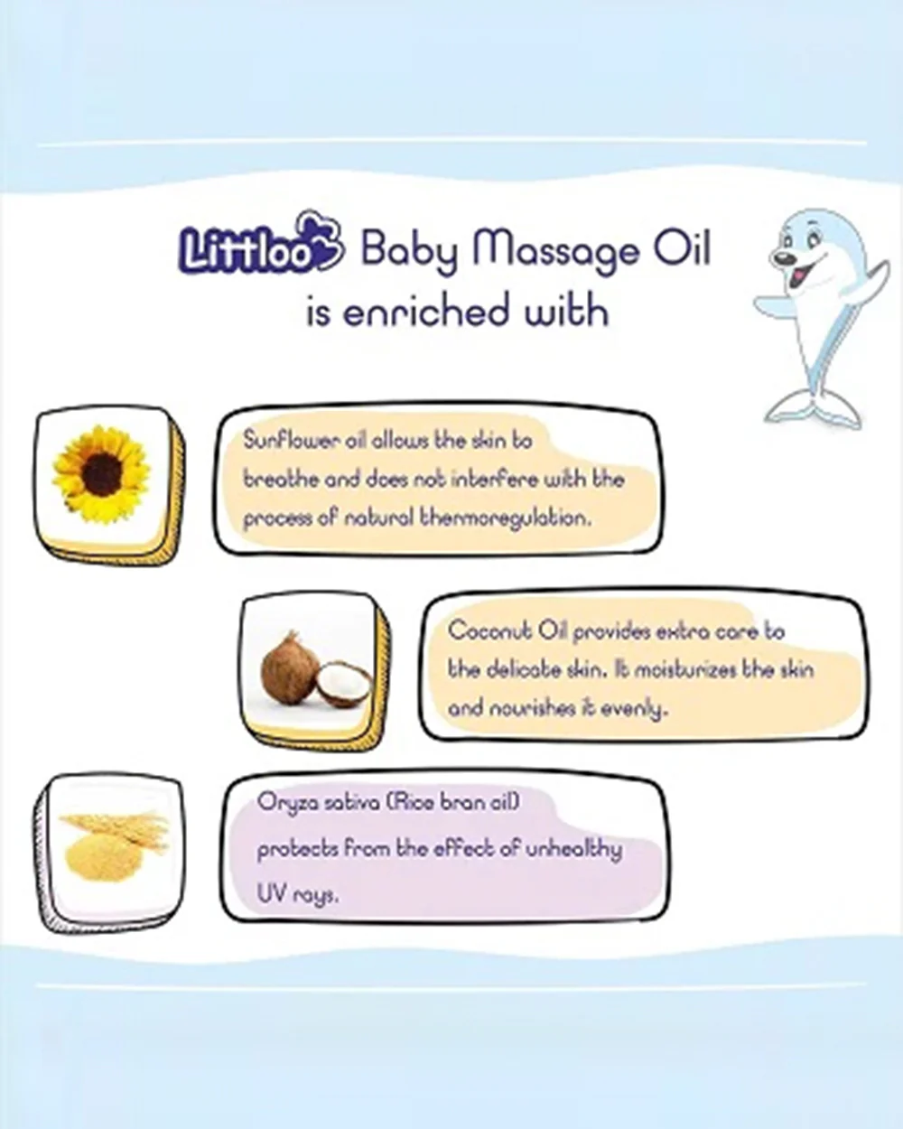 Littloo Baby Massage Oil-With Coconut Oil & Sunflower Oil - Image 6