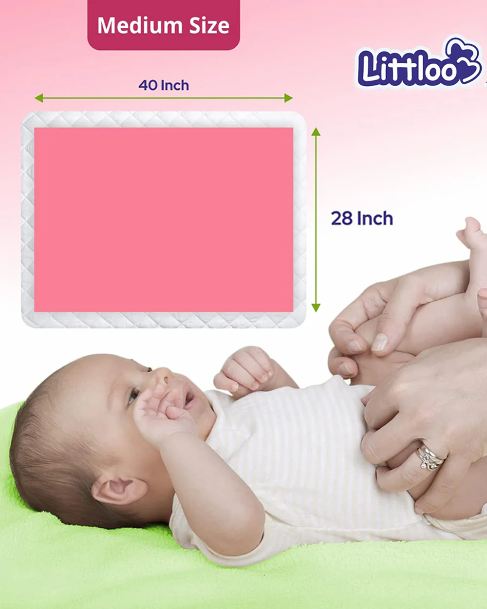 Littloo Dry Sheet Infant Bed Protector-Waterproof With Quick Absorbent Mechanism-Pink - Image 4