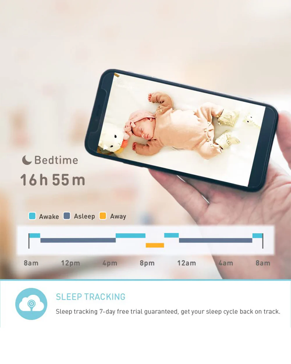 Lollipop Smart Baby Monitor with Flexible design-Contactless Breathing Monitoring, Sleep Tracking & Noise Detection-Cotton Candy - Image 4