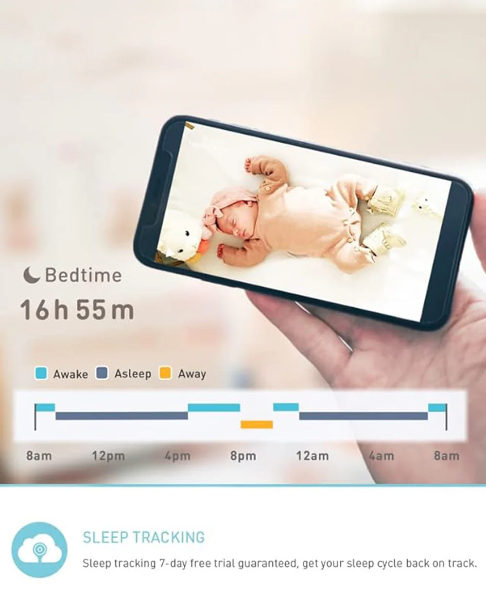 Lollipop Smart Baby Monitor with Flexible design-Contactless Breathing Monitoring, Sleep Tracking & Noise Detection-Turquoise - Image 4