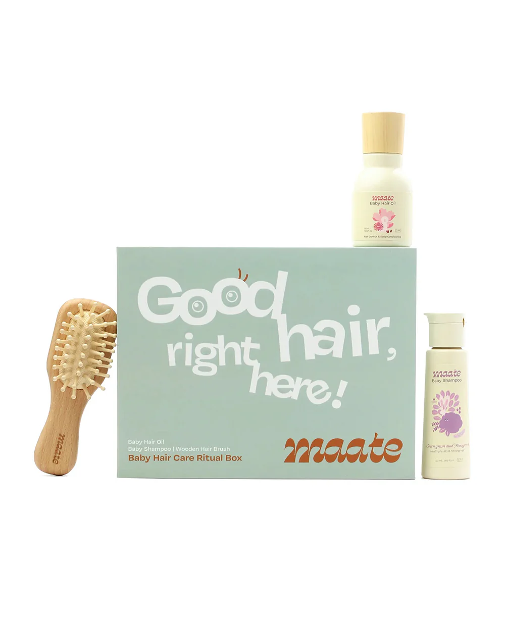 Maate Baby Hair Care Ritual Box New Born Gift Set-Pack Of 3-Gift For Baby Shower & Baby Birthday