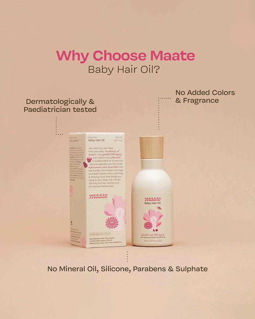 Maate Baby Hair Oil-With Hibiscus, Bhringraj & Vitamin Rich Almond Oil - Image 4