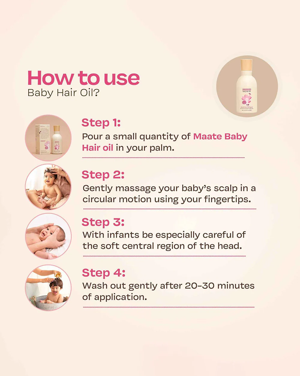 Maate Baby Hair Oil-With Hibiscus, Bhringraj & Vitamin Rich Almond Oil - Image 5