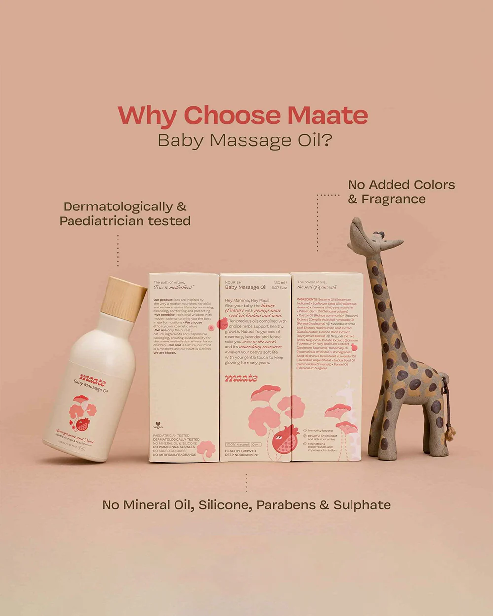 Maate Baby Massage Oil-With Brahmi, Noni & Pomegranate Seed Oil - Image 4