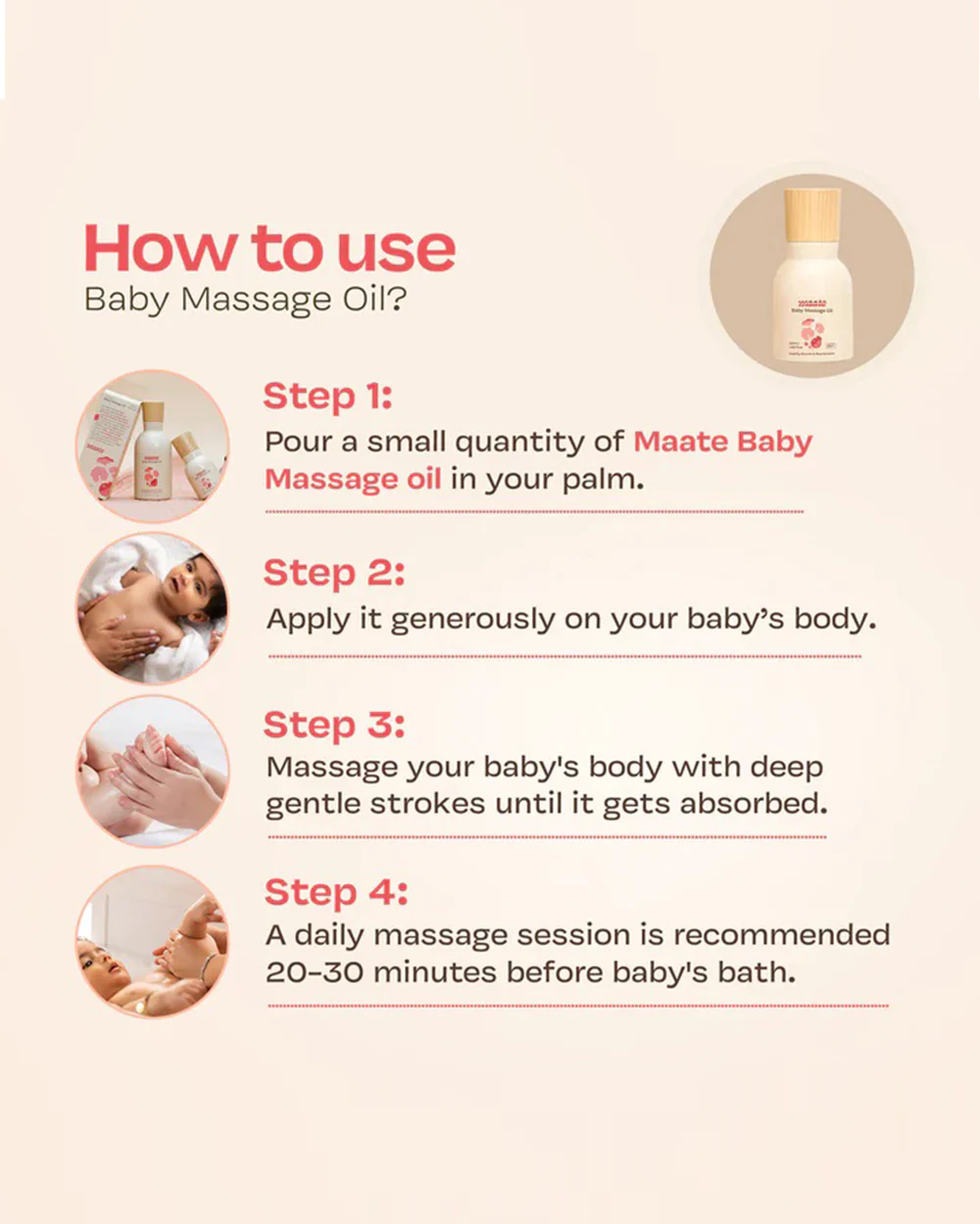 Maate Baby Massage Oil-With Pomegranate Seed Oil & Noni - Image 5