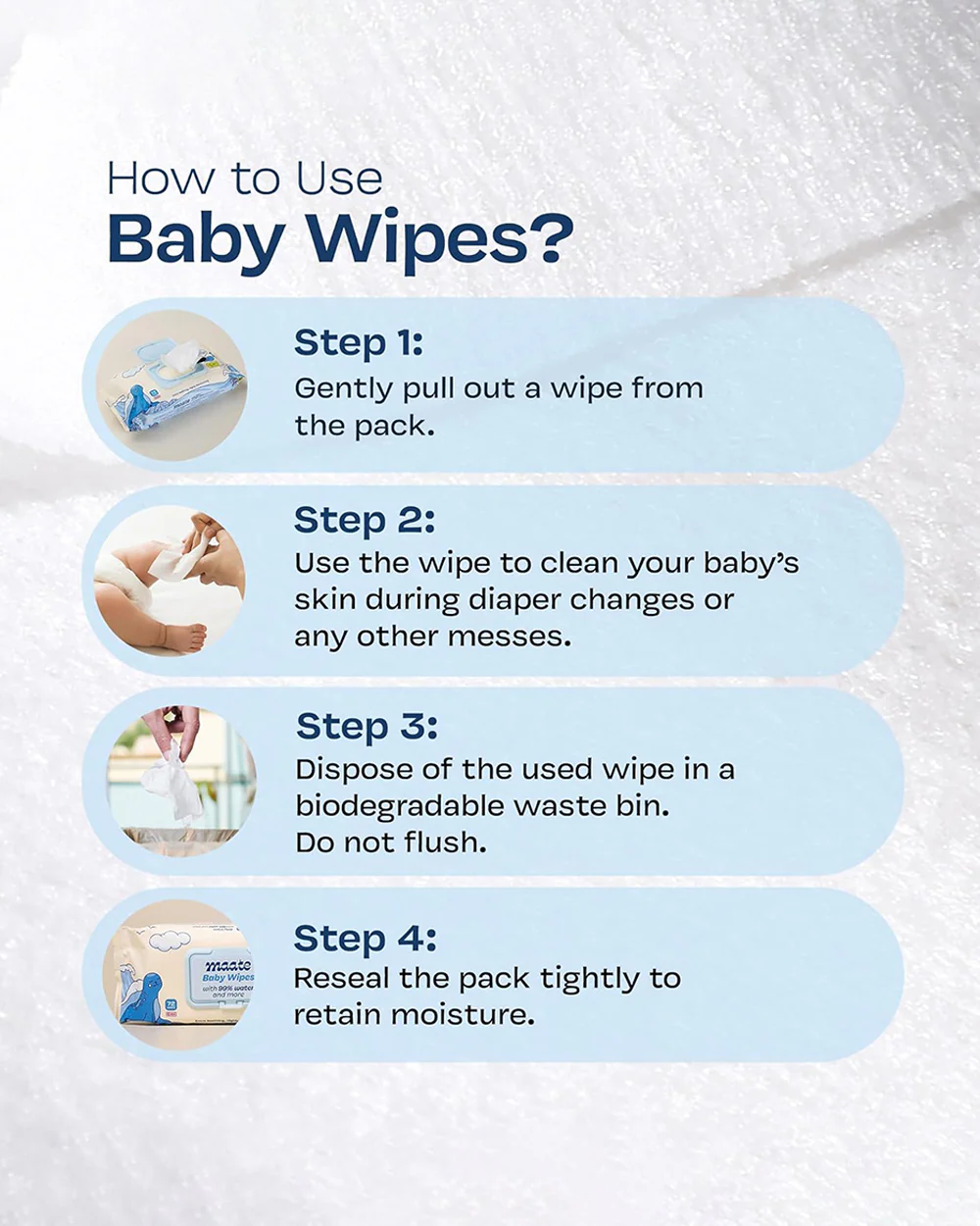 Maate Baby Wipes-Infused With Plant Squalane, Tamanu Oil & Aloe Vera-Soothing & Hypoallergenic - Image 16