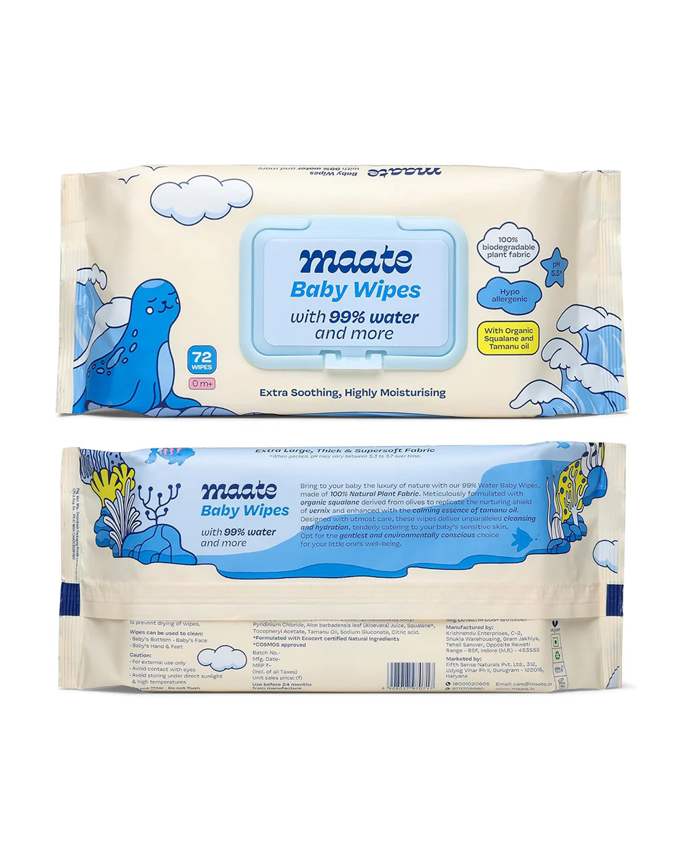 Maate Baby Wipes-Infused With Plant Squalane, Tamanu Oil & Aloe Vera-Soothing & Hypoallergenic - Image 29