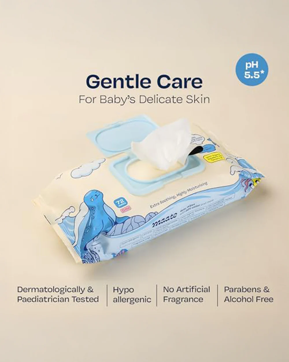 Maate Baby Wipes-Infused With Plant Squalane, Tamanu Oil & Aloe Vera-Soothing & Hypoallergenic - Image 33
