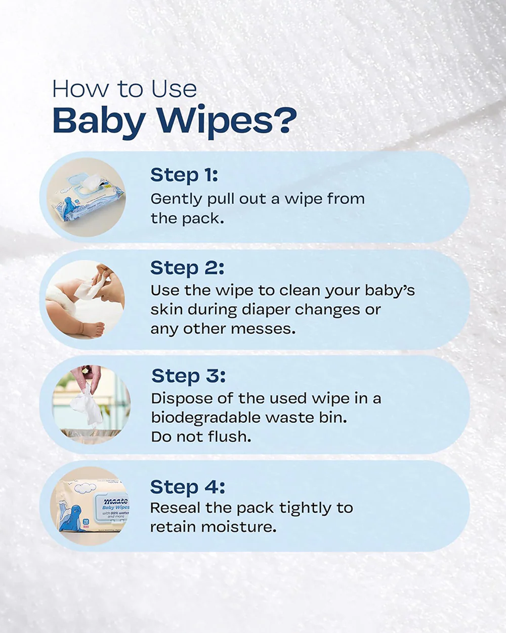Maate Baby Wipes-Infused With Plant Squalane, Tamanu Oil & Aloe Vera-Soothing & Hypoallergenic - Image 7