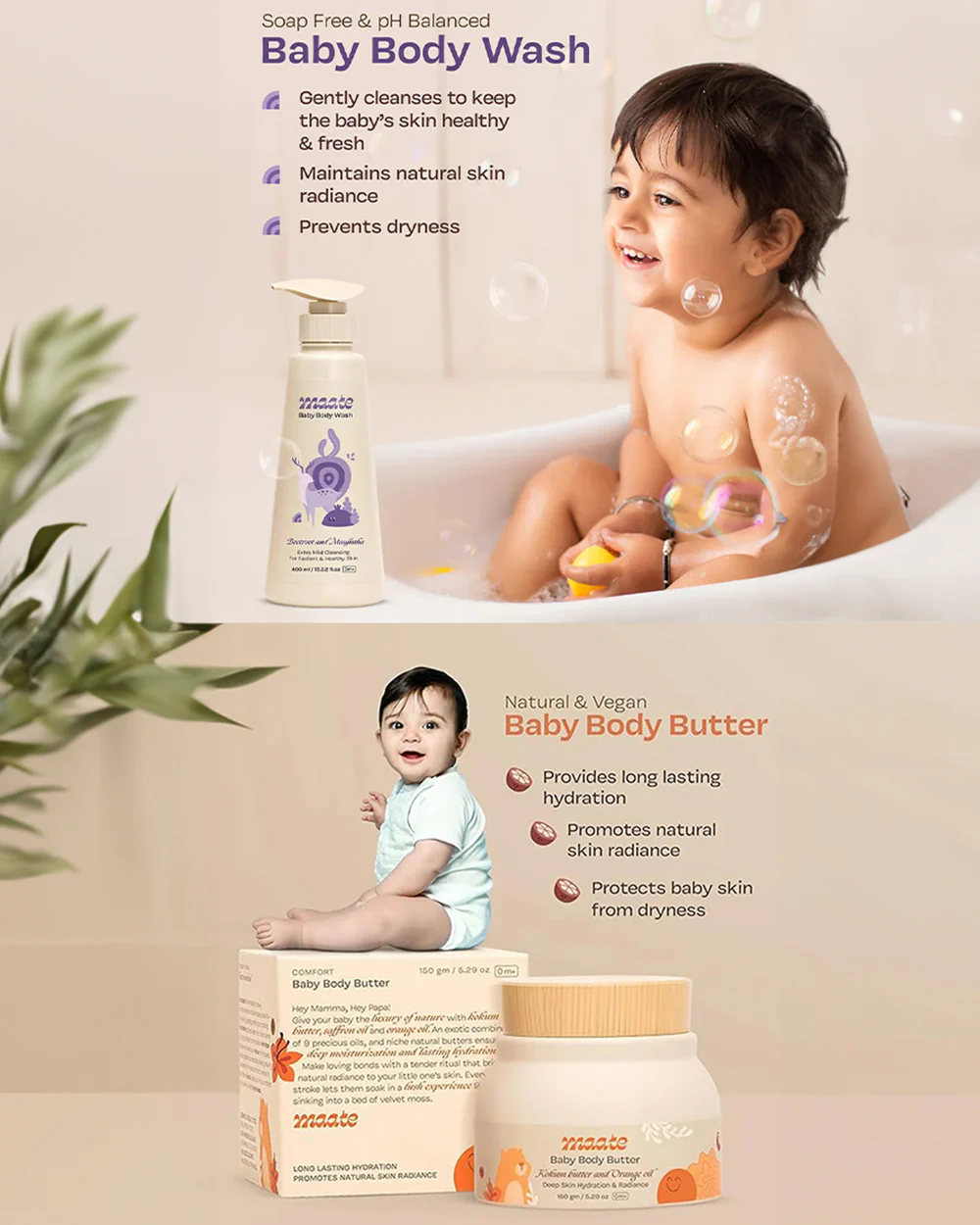 Maate Body Butter Baby Cream (150 g) & Baby Body Wash (400 ml) - Image 2