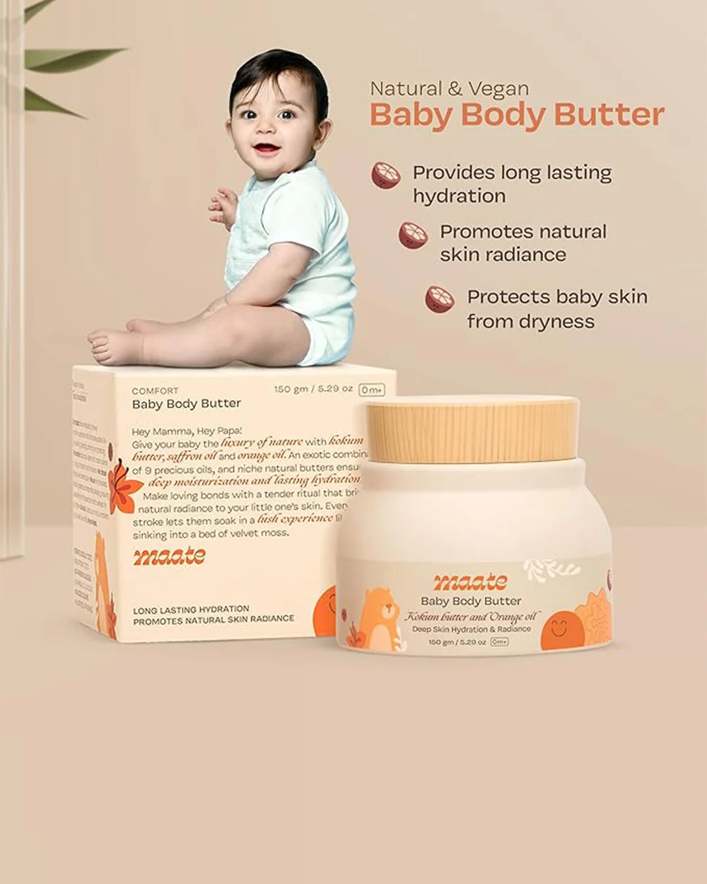 Maate Body Butter Baby Cream-With Pure Kokum Butter & Saffron - Image 19