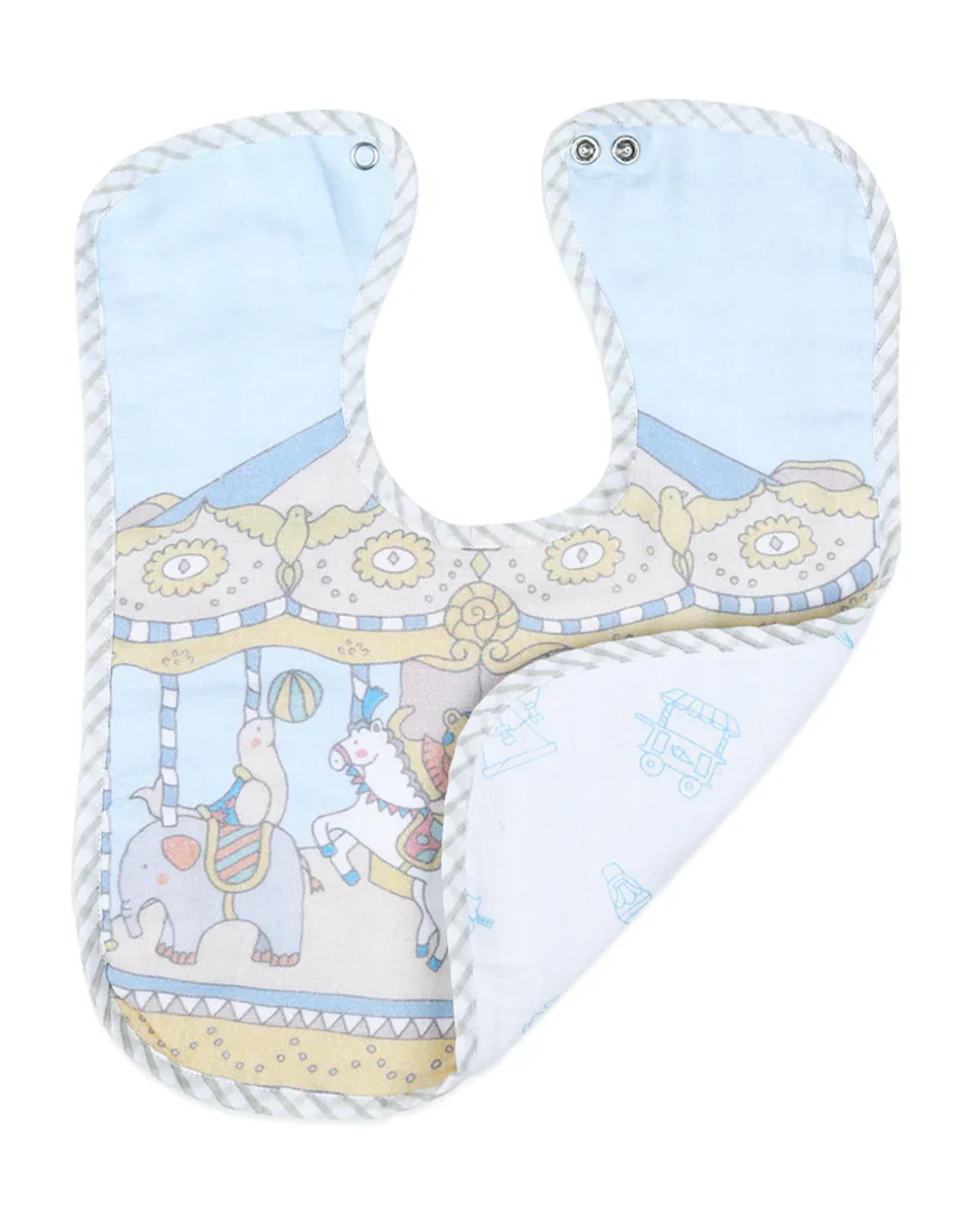 Masilo 100% Organic Cotton Muslin Classic Bib-Two Snap Button-Adjustable Fit-Carnival Blue-For Infants - Image 4